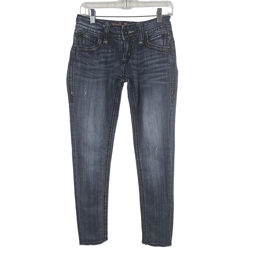 Rock Revival Medium Wash Amy Skinny Whiskering Distressed Women's Jean's 28